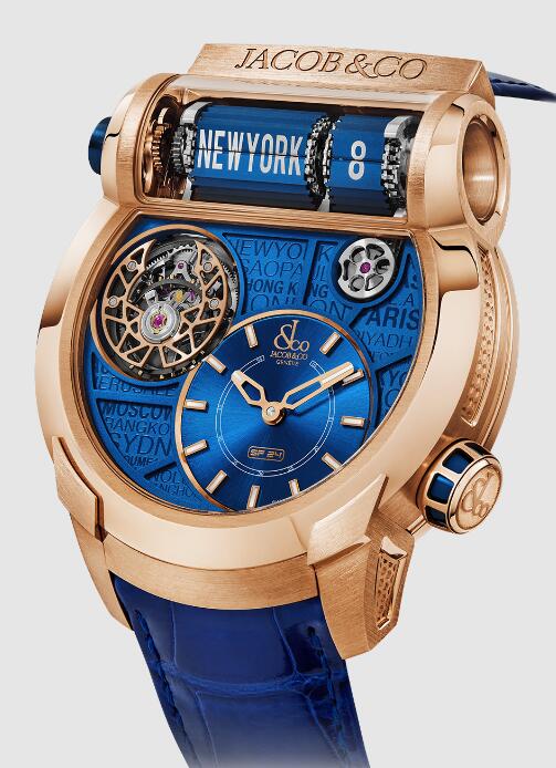 Review Jacob & Co EPIC SF24 TOURBILLON BLUE DIAL ROSE GOLD ES102.40.NS.AA.ABALA Replica watch